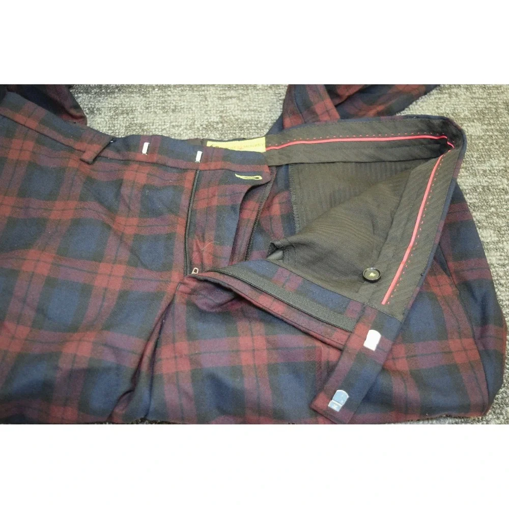 Noose & Monkey Plaid 3 Piece Suit Blazer Vest Pants MENS 44 Reg 36x32 Christmas